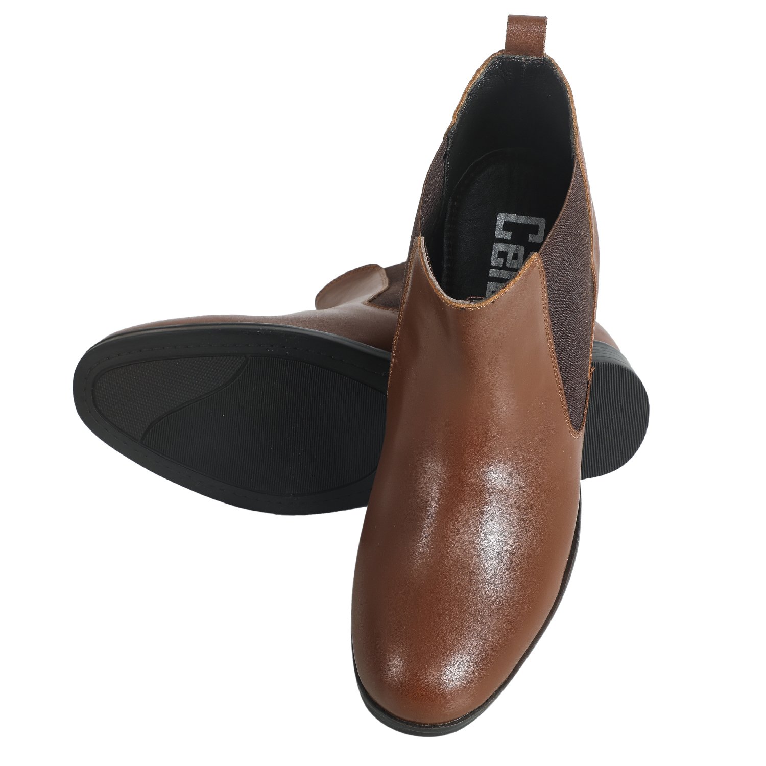 Brown Chelsea leather Boots for men with a hidden heel - Image 5