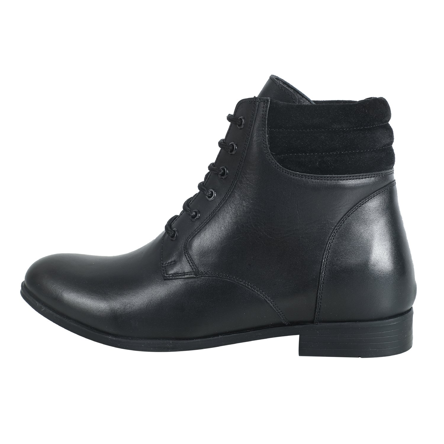 Black high ankle premium leather suede boots for men with a hidden heel - Image 2