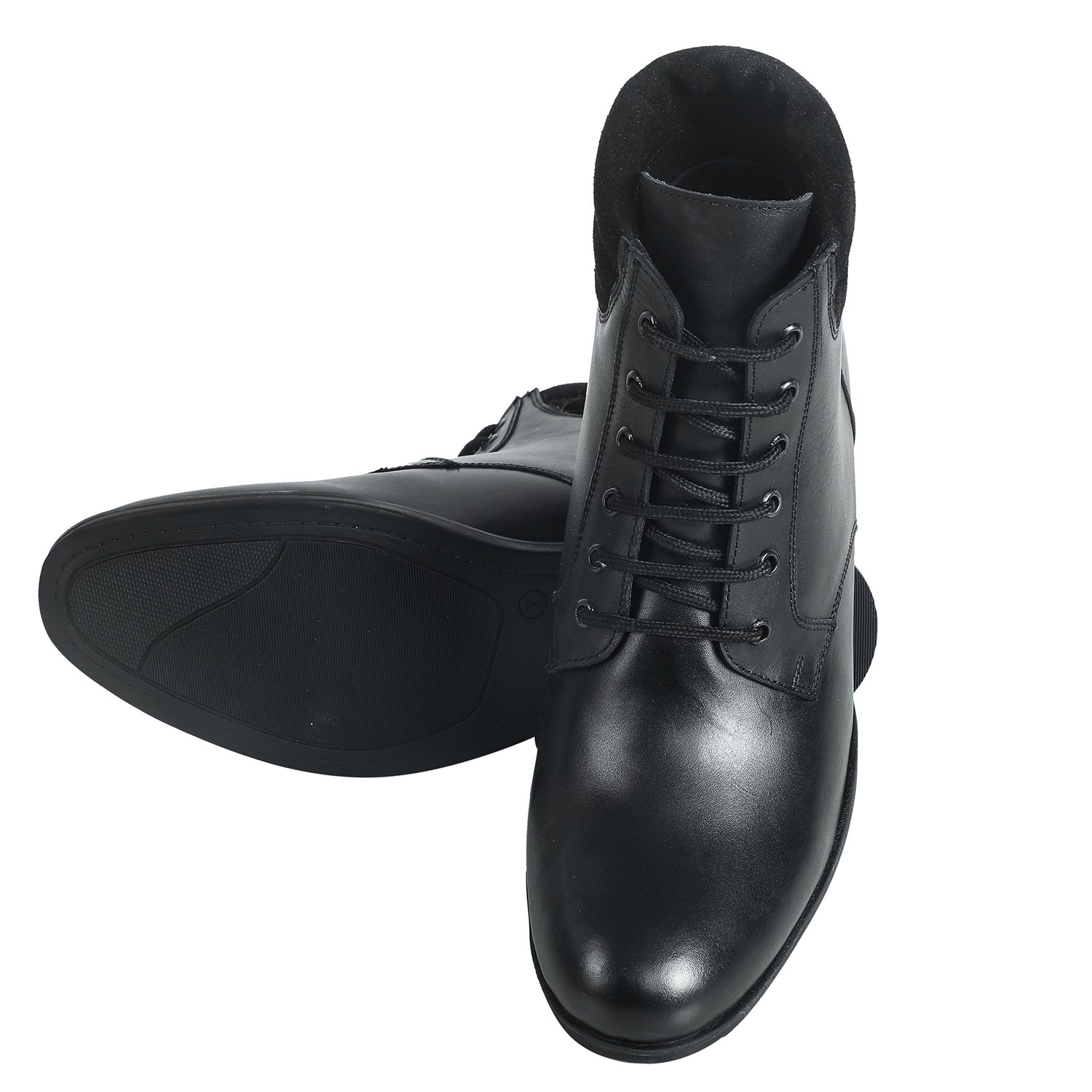 Black high ankle premium leather suede boots for men with a hidden heel - Image 5