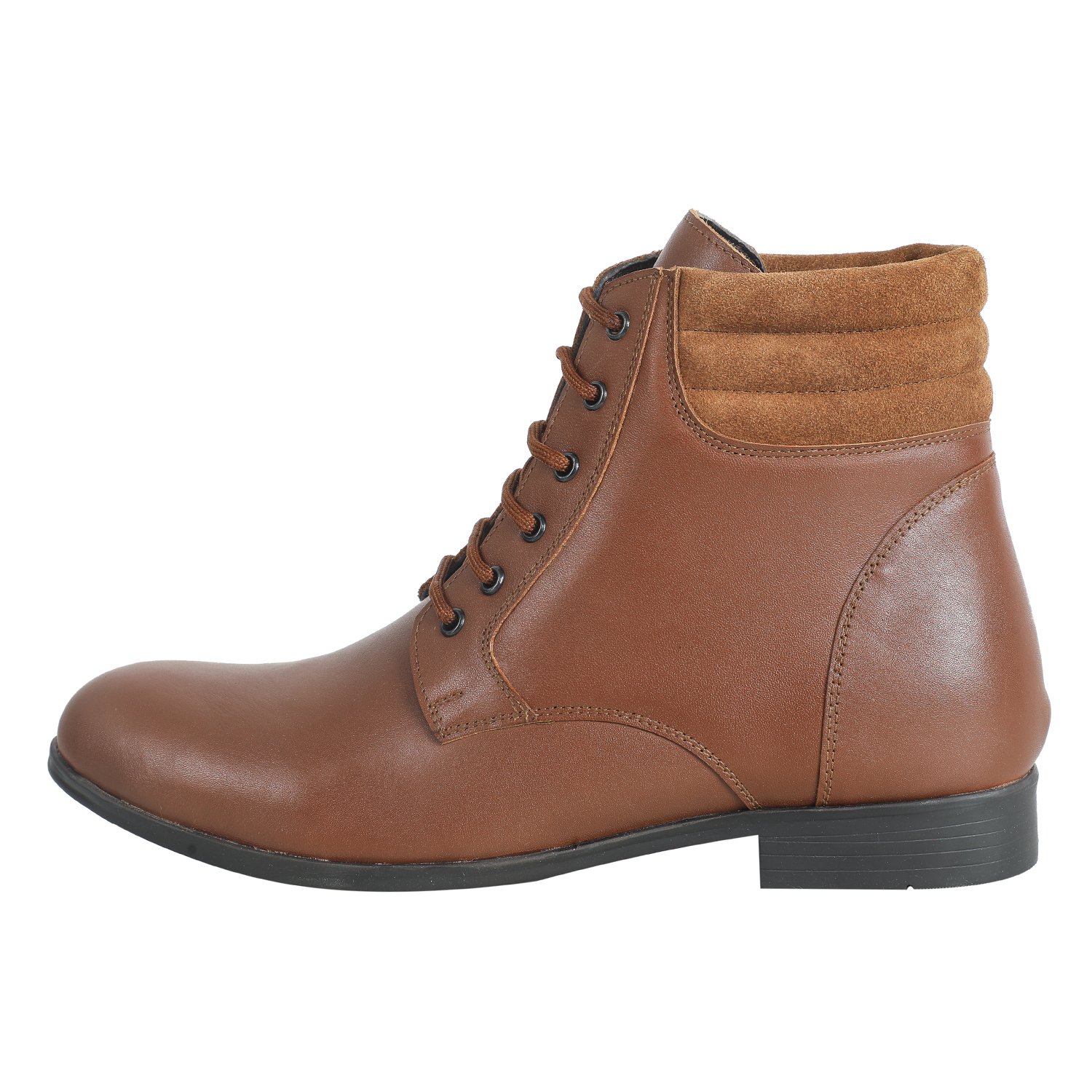 Brown high ankle premium leather suede boots for men with a hidden heel - Image 2