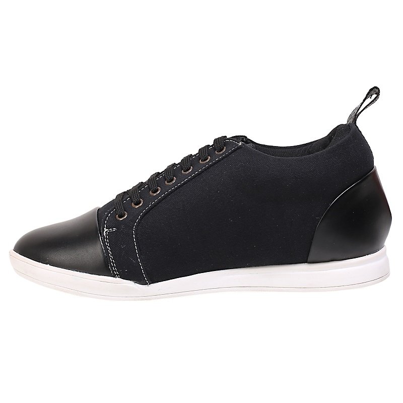 Black Canvas low top sneakers with a hidden heel - Image 4
