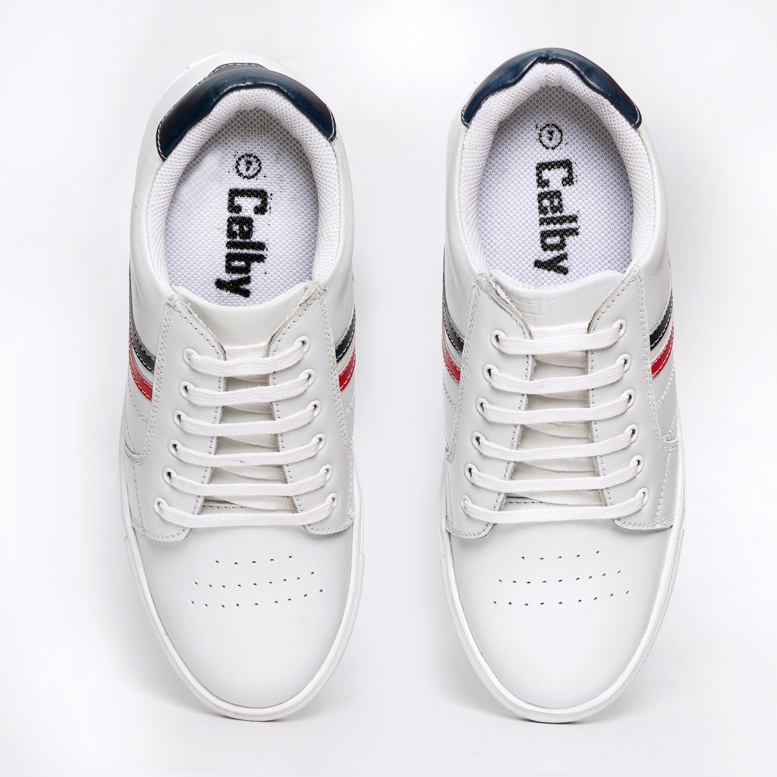 White Sneakers With 2 Colour Stripes - Image 4