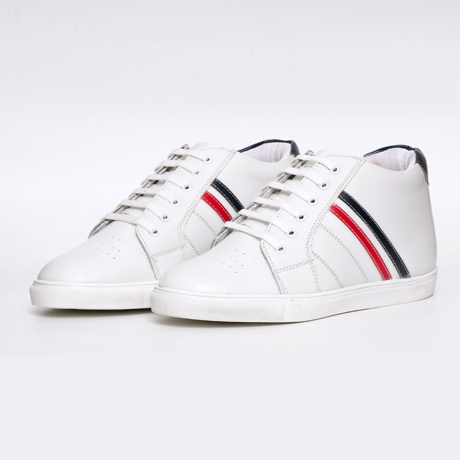White Sneakers With 2 Colour Stripes - Image 5