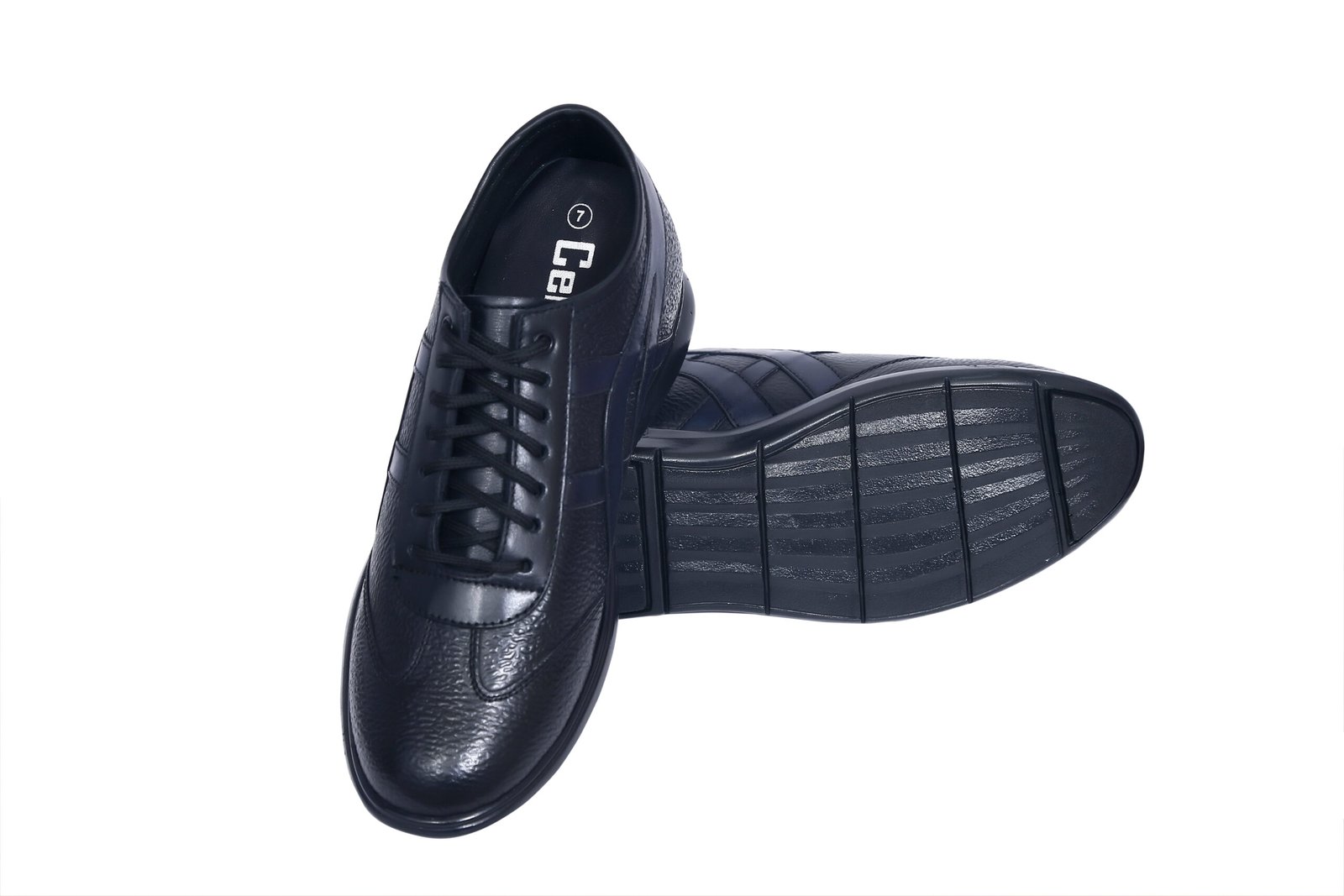 Navy Blue lace up sneakers with a hidden heel - Image 6