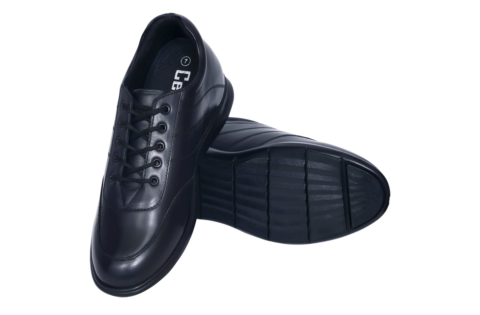 Classic black low top sneakers with a hidden heel - Image 3