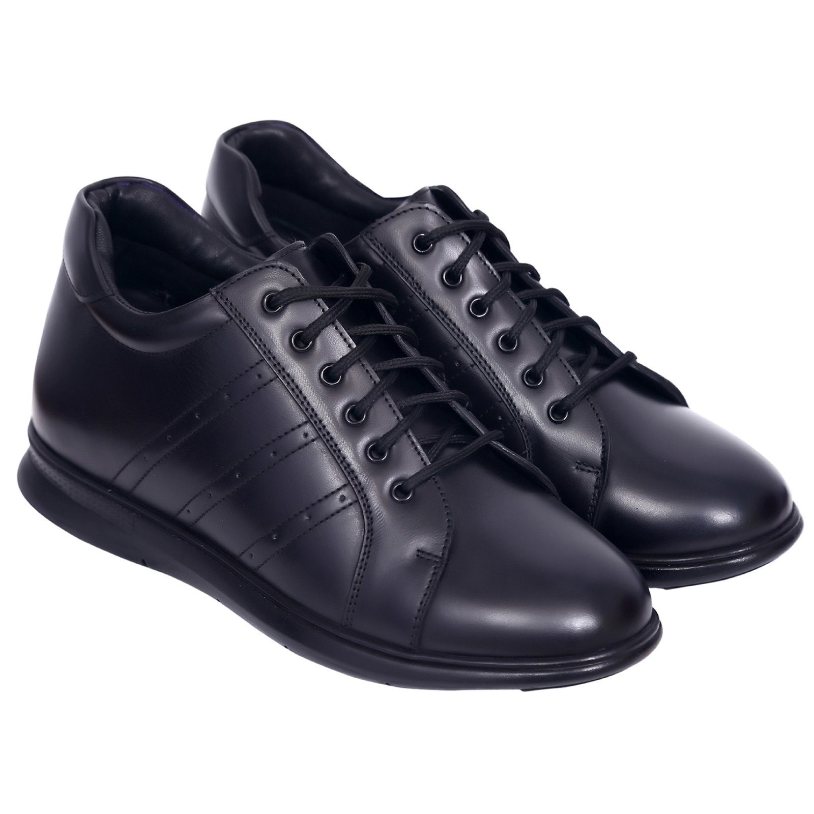 Black monochrome low-top sneakers with a hidden heel - Image 3