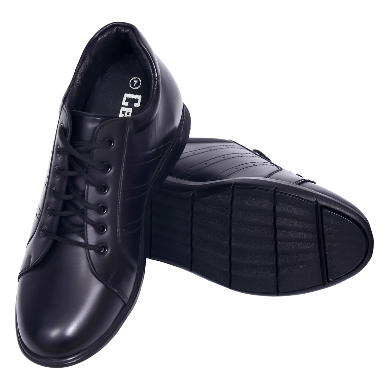 Black monochrome low-top sneakers with a hidden heel - Image 6