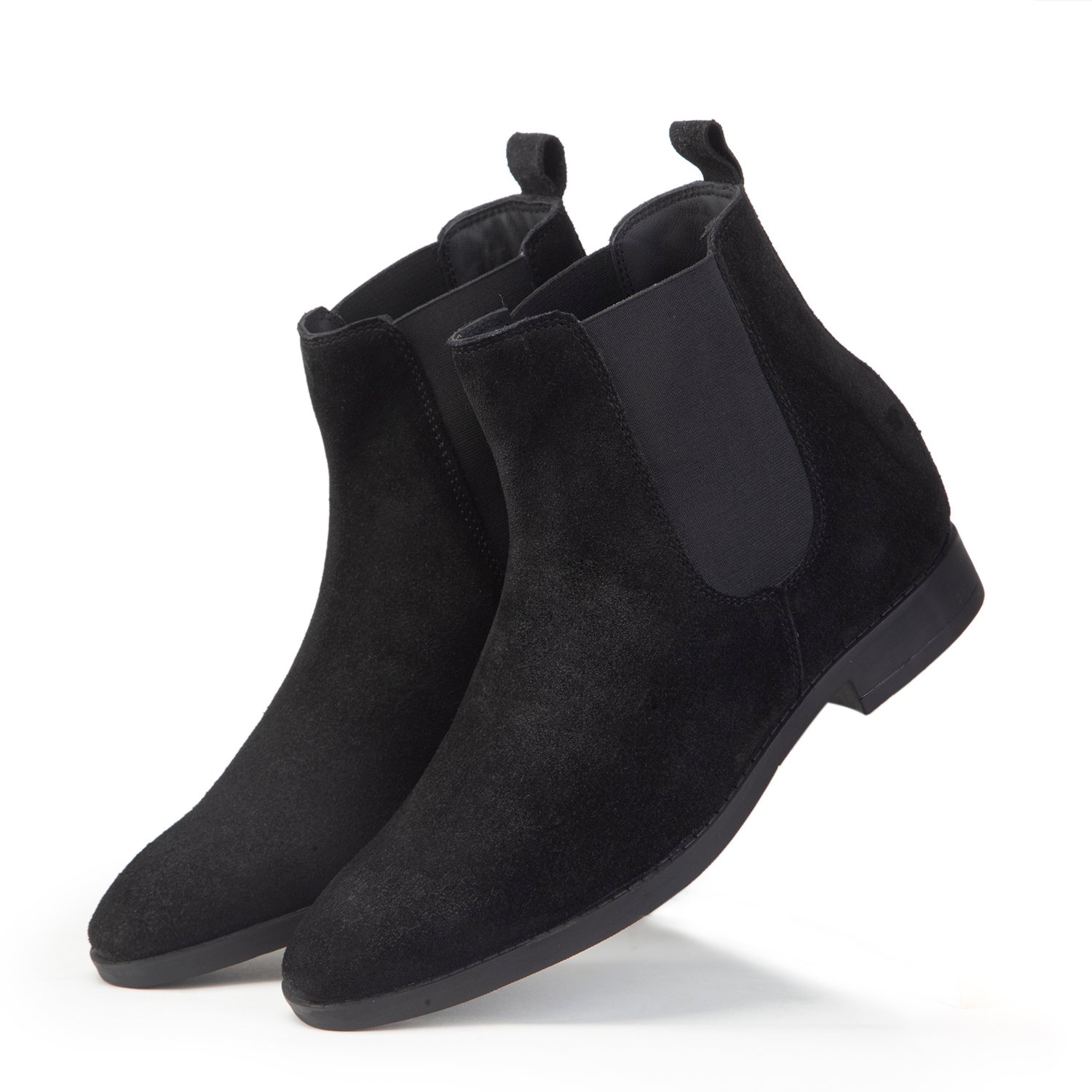 Black Chelsea leather-suede boots for men with a hidden heel - Image 6