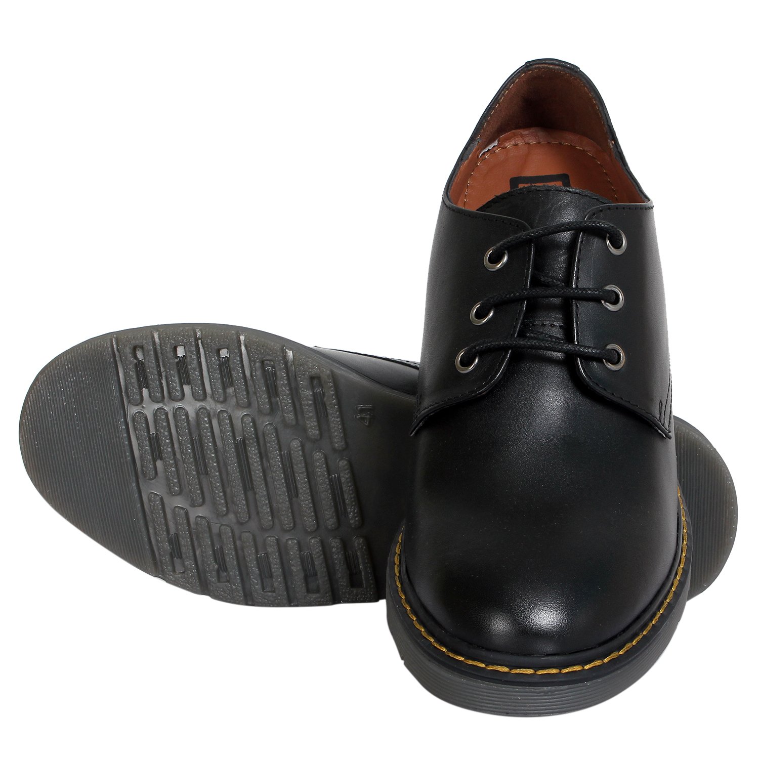 Black genuine leather welted lace ups with a hidden heel - Image 3