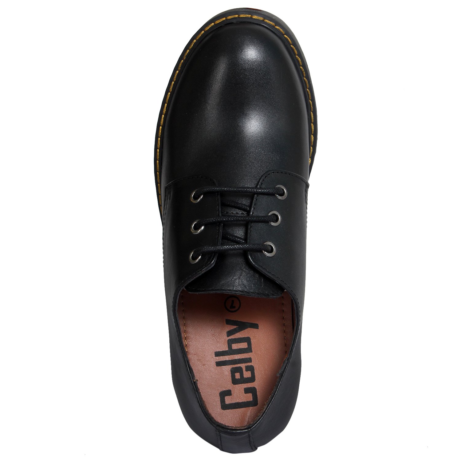 Black genuine leather welted lace ups with a hidden heel - Image 5