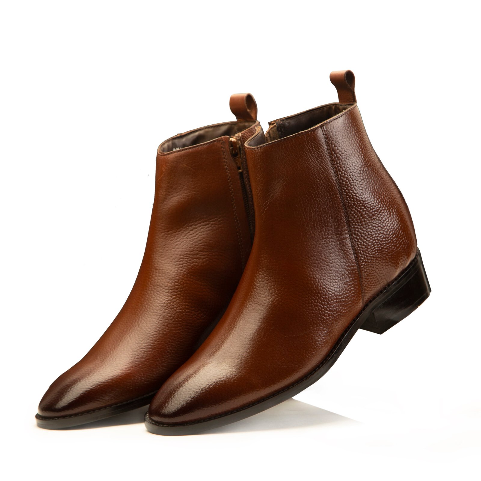 Brown ankle boots with zip detail and hidden heel for men - Image 5