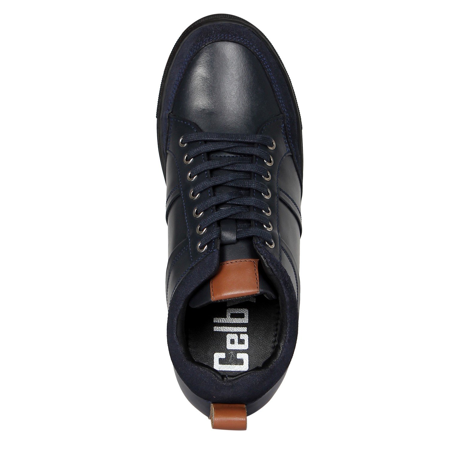 Navy blue lace up sneakers for men with a hidden heel - Image 5