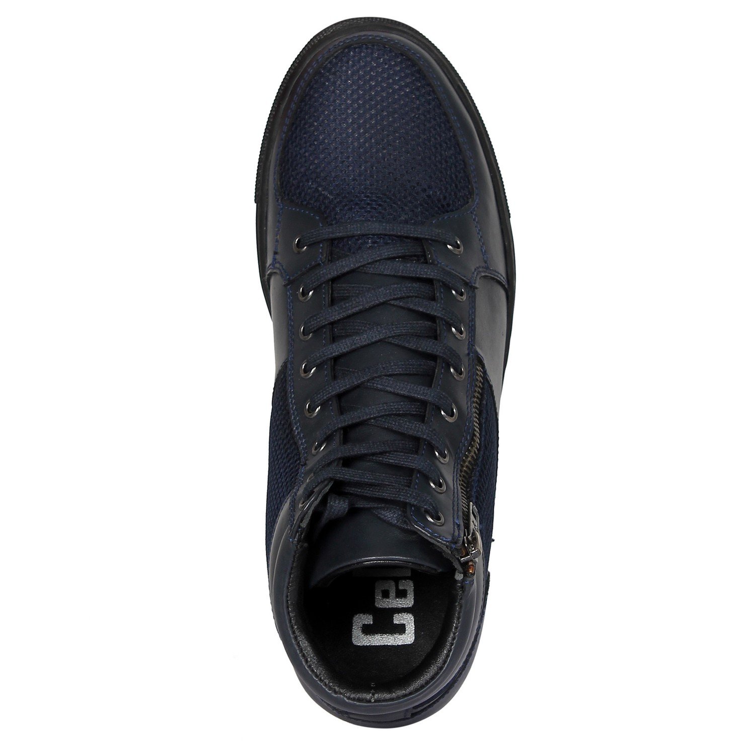 Navy blue ankle high sneakers with a hidden heel - Image 5