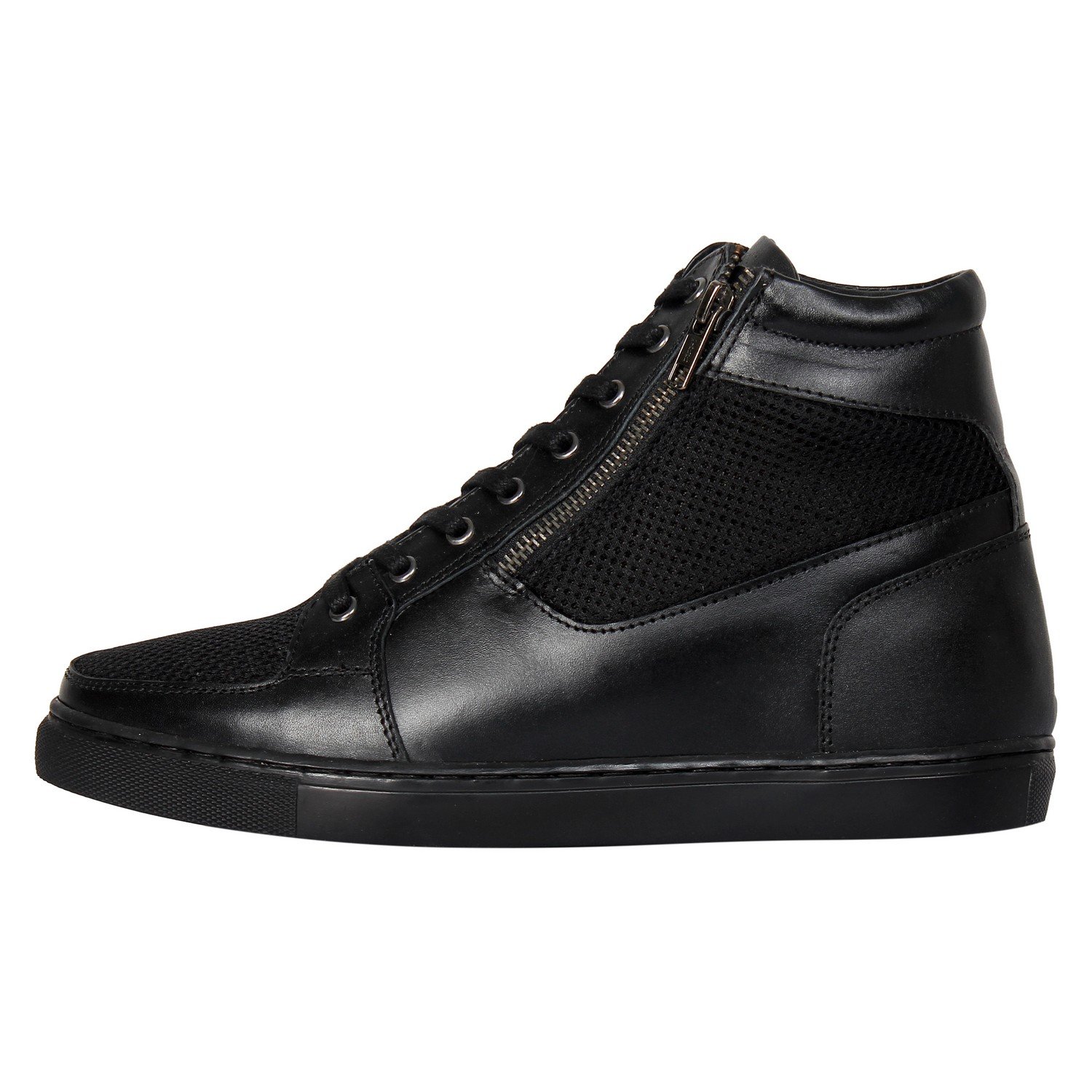 Black ankle high sneakers with a hidden heel - Image 2