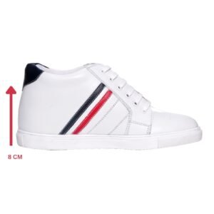 White Sneakers With 2 Colour Stripes