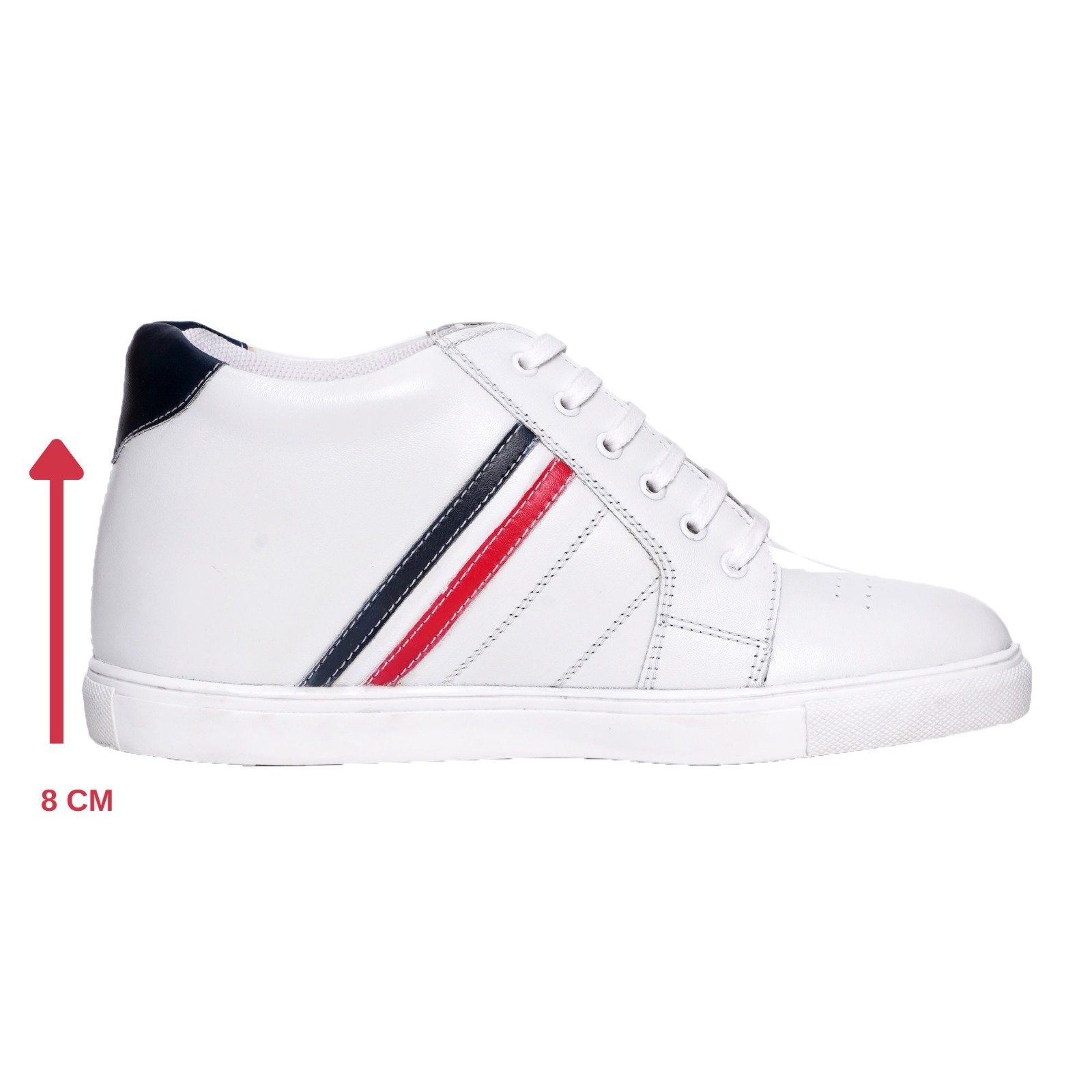 White Sneakers With 2 Colour Stripes