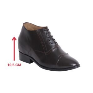 Dark brown lace-up shoes with a hidden heel
