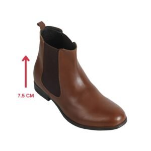 Brown Chelsea leather Boots for men with a hidden heel