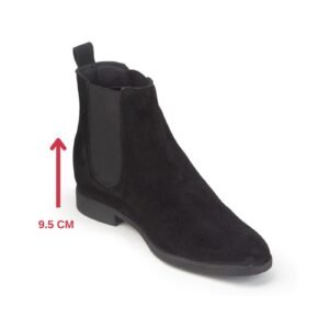 Black Chelsea leather-suede boots for men with a hidden heel