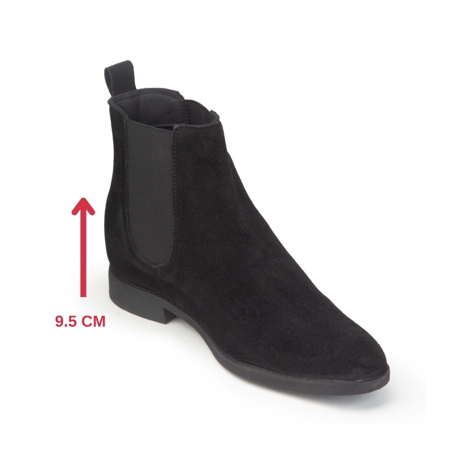 Black Chelsea leather-suede boots for men with a hidden heel