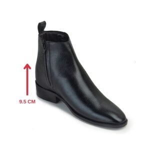 Black ankle boots with zip detail and hidden heel for men