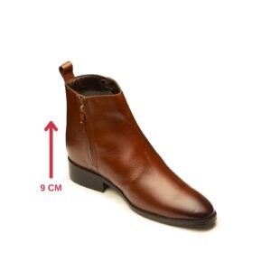Brown ankle boots with zip detail and hidden heel for men