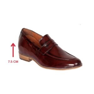 Burgundy loafers for men with a hidden heel
