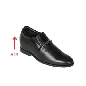 Black penny loafers for men with a hidden heel