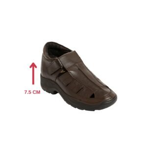 Brown leather solid Sandals for men with a hidden heel