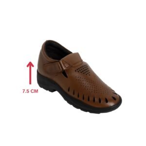 Tan textured leather Sandals for men with a hidden heel