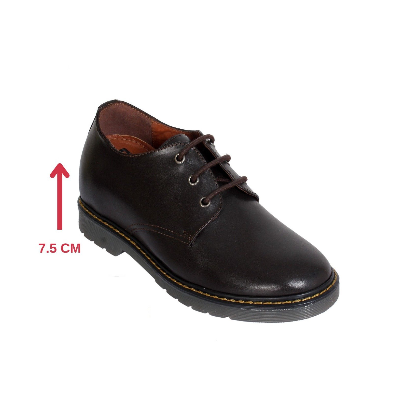 Dark Brown genuine leather welted lace ups with a hidden heel