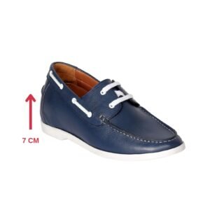 Blue boat shoes for men with a hidden heel