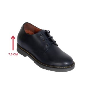 Navy blue genuine leather welted lace ups with a hidden heel