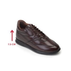 Classic brown leather sneakers for men with a hidden heel