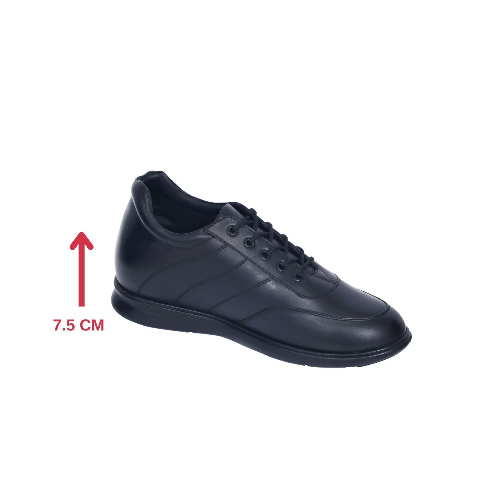 Classic black low top sneakers with a hidden heel