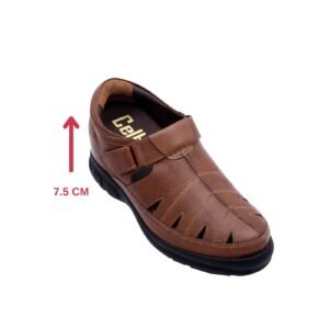 Brown casual sandals for men with a hidden heel