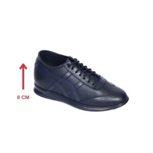 Navy Blue lace up sneakers with a hidden heel