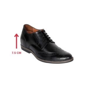 Black brogue formal leather shoes with a hidden heel