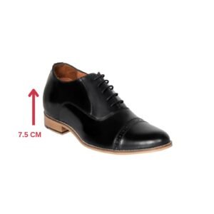 Black brogue oxford lace-up with a hidden heel