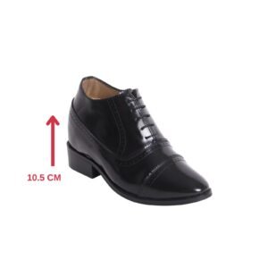 Black classic toecap brogue detail oxford with a hidden heel
