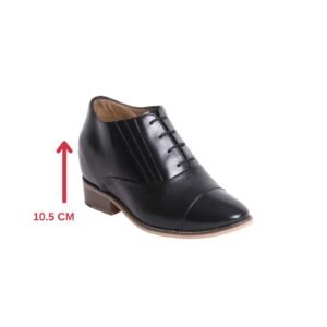 Black leather oxford shoes for men with a hidden heel