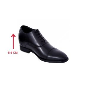 Black classic cap toe oxfords with a hidden heel