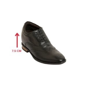 Black brogue derby with a hidden heel