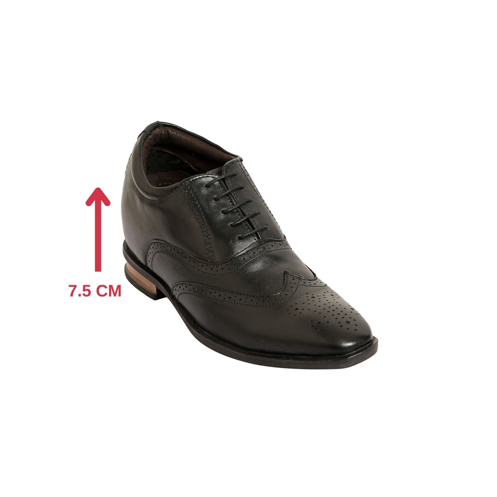 Black brogue derby with a hidden heel