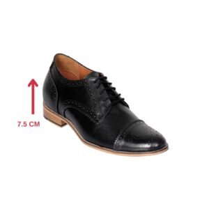 Black luxe brogue shoes with a hidden heel