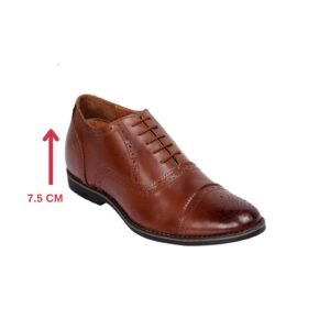 Brown brogue formal leather shoes with a hidden heel