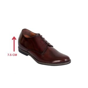 Burgundy plain oxford leather shoes with a hidden heel