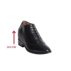 Black premium leather brogues with a hidden heel