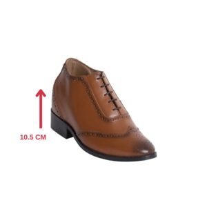 Brown men's brogue lace-ups with a hidden heel