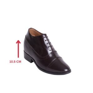 Dark brown classic toecap brogue detail oxford with a hidden heel